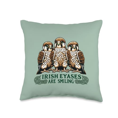 BirderGifts Irish Eyases are Smiling Funny Baby Hawks Falcon Chicks Bird Throw Pillow, 16x16, Multicolor