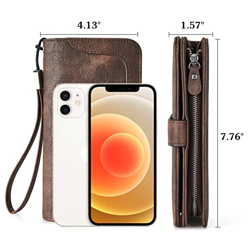 Bostanten WM3211001K-10-KT01 Womens Wallet Leather Large Capacity Wristlet Clutch Purse Credit Card Holder Coffee thumb #3