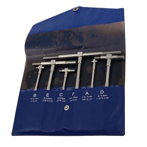 ULTECHNOVO 6pc Set High Precision Telescopic Bore Gauge Kit 8-150mm Stainless Steel Range Locking Knob