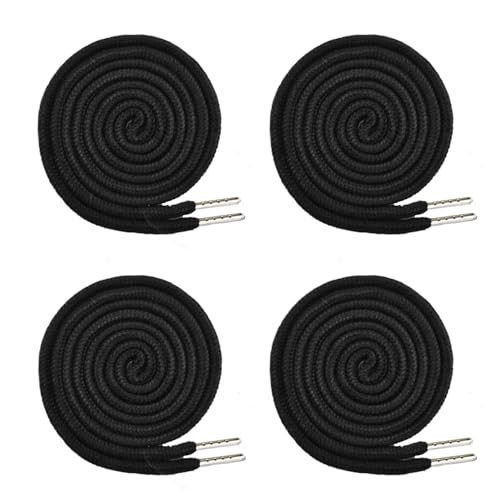 LEEWYOU 4 Pezzi Cordoncini di Ricambio con Coulisse, Cordoncino per Pantaloni Cotone con Cordoncino per Infila Flessibile per Pantaloni Della Tuta Felpe con Cappuccio Scrubs Giacche (nero)