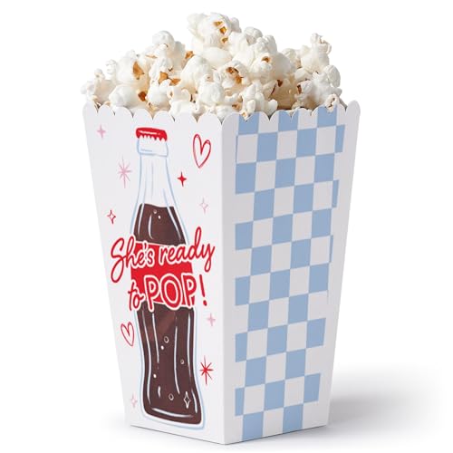 Boîtes à popcorn She's Ready to Pop retro années 50 pour fête prénatale lot de 12 pièces