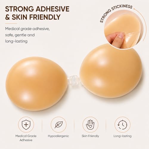 Image of Hasimor Sticky Bra Ultra Thin Silicone Sticky Bra Push Up Strapless Backless Bras for Women