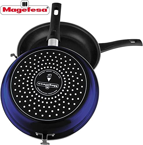 Magefesa Blue Frittata Pan. Double Layer Non-Stick Frying Pan, Vitrified Steel, Compatible With All Types Of Fire, Including Induction, Dishwasher Safe, Ergonomic Handle (9,4”) (Blue) #TOP7