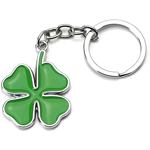 YIiNOo Cromo Acabado el Lucky Four-Leaf Clover Cloverleaf Llavero Anillo Llavero (Verde) Cover