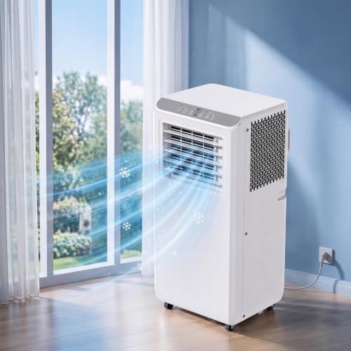 Image of 10000 BTU Portable AC, 560sqft, 51dB, Remote /Timer, Multi-Mode, White /Grey | Dehumidifier function, window kit included, for home, office, and dorm use