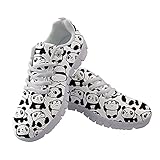 Jeiento Women Road Running Shoes Cute Panda Pattern Lacing Anti-Skid Outdoor Trail Fashion Sneakers Size US 8.5