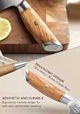 XINZUO nóż Santoku ze stali damasceńskiej, 18,2 cm, ostry nóż kuchenny, 73 warstwy damastowego stali, profesjonalny nóż szefa kuchni, z ergonomicznym uchwytem z oliwkowego drewna - Seria Lan