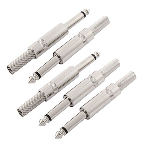 Conector Audio 6,35 mm uxcell Solución a Cables Rotos DIY Mono Plug 1/4 con Resorte 5 Unidades