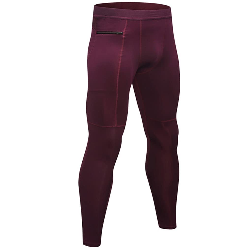 Pantalons de Compression de Running Collant Homme Legging de Sport avec Poche Zippée