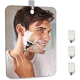 AONAYO Rasierspiegel Duschspiegel,30cm×20cm Spiegel Dusche Reisespiegel,AufhäNgbar Rasierspiegel Dusche,Beschlagfreies Acryl,Tragbar Mit Haken Spiegel Zum AufhäNgen,Kleiner Campingspiegel
