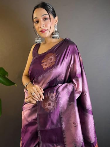 Image of SGF11 Women's Kanjivaram Pure Soft Silk Saree With Unstitched Blouse Piece