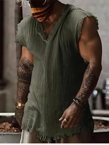 Camiseta sin mangas cuello V holgada para evitar el calor con estilo retro 3