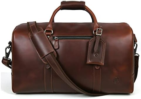 Leather Travel Duffel Bag with Toiletry Dopp Kit | Gym Sports Bag Airplane Luggage Carry-On Bag | Gift for Father's Day By Aaron Leather Goods 7 Leather Travel Duffel Bag with Toiletry Dopp Kit | Gym Sports Bag Airplane Luggage Carry-On Bag | Gift for Father's Day By Aaron Leather Goods