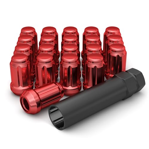 Image of White Knight 3804RDT-20AM 1 /2 inch-20 Red 6 Spline Lug Nut with Key, 20 Pack (for AFTERMARKET Wheels with Smaller 0.80 inch Diameter Seating)