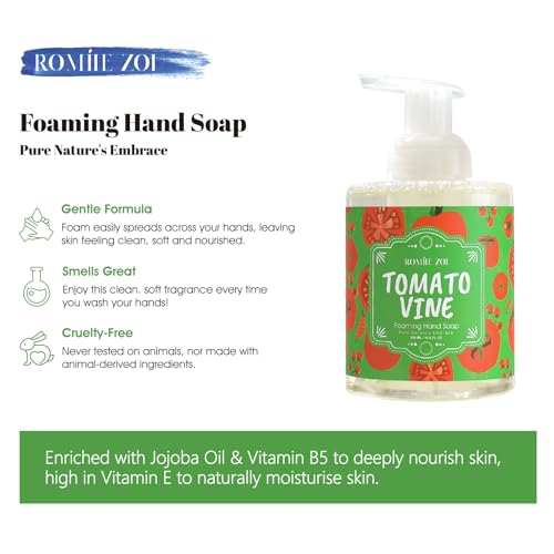 Image of ROMIIE ZOI Foaming Hand Soap, Tomato Vine, 500ml / 16.8fl.oz | With Gift Box, Gentle cleansing, nourishes skin without drying