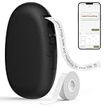 SUPVAN E10 Mini Bluetooth Label Maker Machine with Tape, Continuous Waterproof Label, Versatile App with 30+ Fonts and 660+ Icons, Inkless Labeler for Home, Kitchen, School, Office Organization, Black
