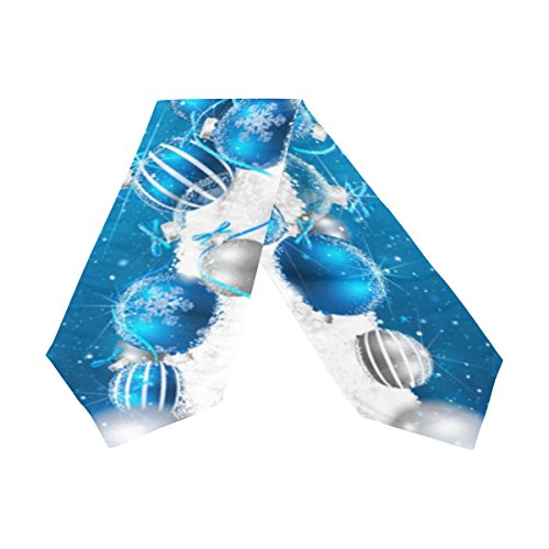Alaza U Life Happy Winter Spring New Year Merry Christmas Ball Floral Snowflakes Table Runners For Kitchen Dining Tables Blue #TOP1