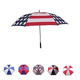 Umbrella,62 Inch Auto Open Golf Umbrella Extra Large Oversize Double Canopy Vented Big Handle Straight Anti-UV Windproof Waterproof Stick Long Strong Umbrellas for Men and Women (American Flag, Large)