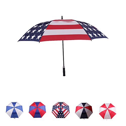 Umbrella,62 Inch Auto Open Golf Umbrella Extra Large Oversize Double Canopy Vented Big Handle Straight Anti-UV Windproof Waterproof Stick Long Strong Umbrellas for Men and Women (American Flag, Large)