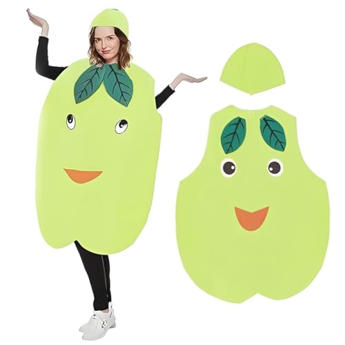JynxtoyZeal Costume de Fruit Amusant, Costume de Poires de neige pour Adultes, Costume amusant de costumade avec tenue chapeau de feuille verte, pour Carnaval,cosplay et événements habillés