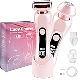Dandin 2-in-1 Doppelkopf Rasierer Damen, Intimrasierer für Frauen mit USB-C-Laden, Damenrasierer Elektrisch, Elektrischer Rasierer Damen für Gesicht, Beine & Arme, Nass- und Trockenrasierer (Rosa)
