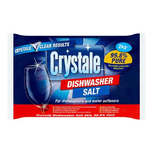 Crystale Dishwasher Salt 2kg Pack of 1 in-Wash Cleaner Detergent Watermark Limescale Grease Remover Degreaser with Welari Thank You Card |(1pack) (2kg)