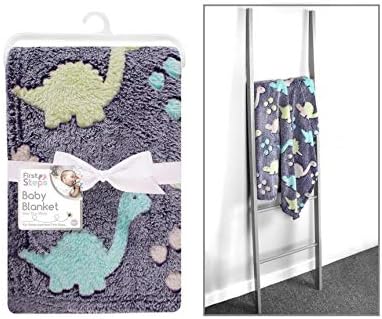 First Steps Blue Baby Blanket 75X100CM Dinosaur Design