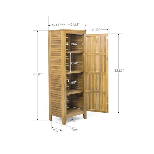 roomfitters Outdoor Acacia Wood Storage Cabinet, Durable and Spacious Organizer for Garden Tools or Pool Toys, Versatile Indoor and Outdoor Use, Easy Assembly and Maintenance, Natural Wood Tone