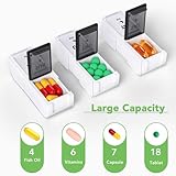 Opret Weekly Pill Organiser, Small Pill Box 7 Day 2 Times a Day for AM PM, Portable Travel Tablet Organiser with 14 Removable Compartments, for Vitamins Supplements Medication (Black & White) - Image 3
