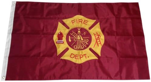 aes USA Seller3x5 Embroidered Fire Department Fire Fighter Double Sided 2-ply 220D Nylon Flag + Bonus e-Book with Pictures