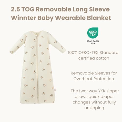 AnZai 2.5 TOG Baby Sleep Sack, Super Warm Quilted Wearable Blanket with Removable Sleeves, Cozy Winter Sleeping Bag for Infants and Toddlers, Two-Way Zipper, 6-18 Months — view 2