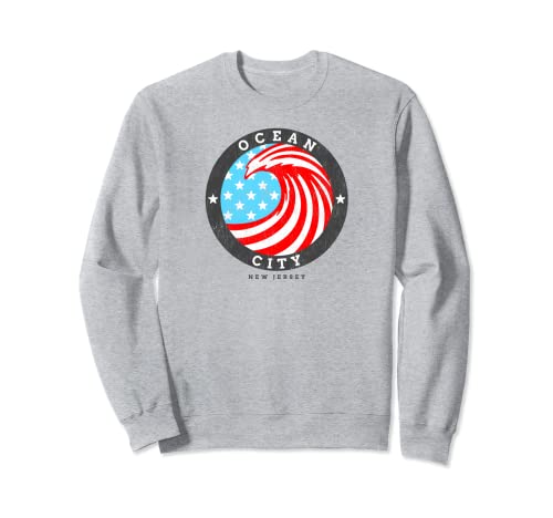 Ocean City, NJ Summertime Patriotic 4th Pride Surf Sudadera