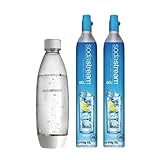 ［公式］ソーダストリーム ガスシリンダー 60L 2本セット(新規購入用) 食洗器対応1Lボトル（ホワイト）付き