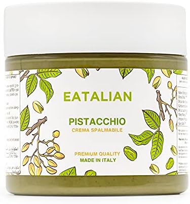 EATALIAN by AMZ BETTER Spreadable Crunchy Pistachio Cream 200 Grams, Pistachio Cream with Grains of Pistachio, Protein Paste, Sweet Taste, Ideal on Bread and for Filling Cakes, Made in Italy