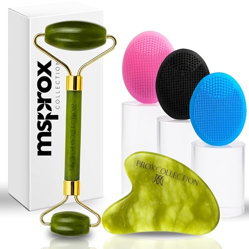 gua sha and jade roller and facial cleansing brush