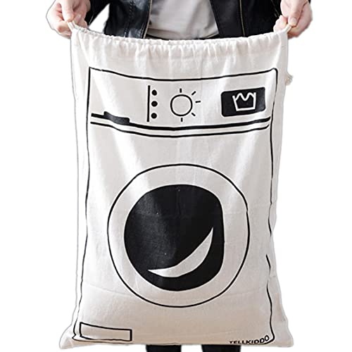 JubileeTrade Grand sac à linge en toile voyage avec cordon serrage rangement jouets enfants coton et lin collecteur Pour panier Organisateur Sacs Cover