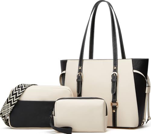 Image of Women Fashion Synthetic Leather Handbags Tote Bag Shoulder Bag Top Handle Satchel Purse Set