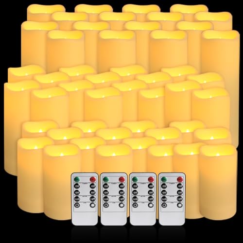Image of 48-Pack LED Flameless Candles with Remote Control - Perfect for Home, Parties, and Special Occasions - Create a Magical Ambiance Effortlessly(Three Sizes)