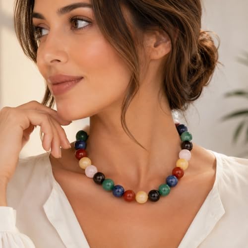 Collier pierre naturelle femme multicolore COAI pendentif perles authentiques - 2