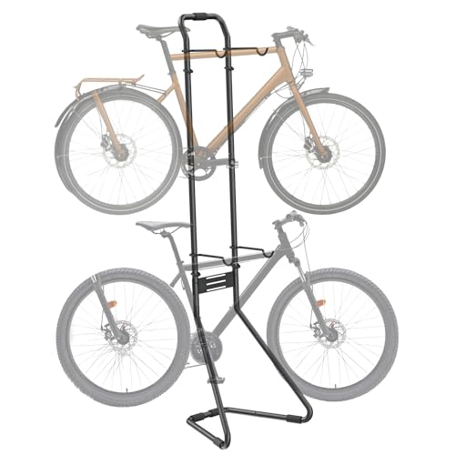 Mimoke Soporte para 2 Bicicletas, Aparcabicicletas Soporte de Bicicletas Completamente Ajustable por Gravedad para Garaje, para Bicicletas de Carretera, MTB y Híbridas
