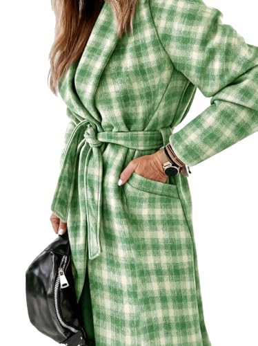 Image of Ladiyo Womens Classic Coat Lapel Collar Open Front Belted Long Jacket