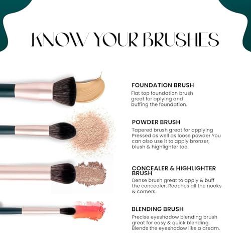 Image of Tools of Titan Brush Set of 8 with Holder | Face & Eyes Makeup Brush Set with Ultra Soft Bristles (PACK OF 8)-SH7711