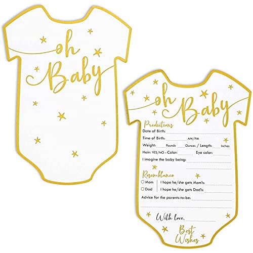 BLUE PANDA Baby Shower Predictions & Advice Cards – 50 Pack – Gold Foil 5×7 for Baby Boy & Girl – Prediction Card