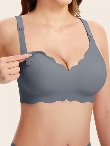 Image of Angelhood Nursing Bras for Breastfeeding Ultra Comfort Seamless Maternity Bra Wireless Pregnancy Bralette with Extra Extender