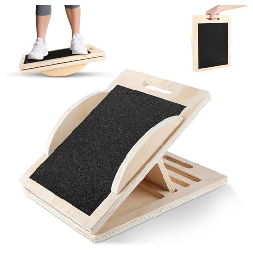 Schrägbrett Holz – Verstellbares Balance Board mit 5 Winkeln (0°–45°) | Waden-Dehner & Stretch Board | Anti-Rutsch Sport Brett und Trainingsplatte Knie für Fitness, Reha, Physiotherapie, Heimtraining