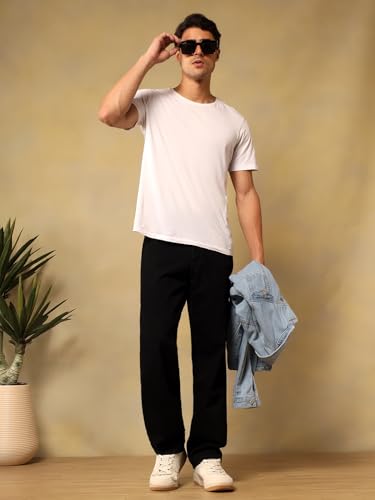 Image of KOTTY Mens Solid|Mid Rise| Coin Pocket|Button|Ankle Length|5 Pocket Jeans