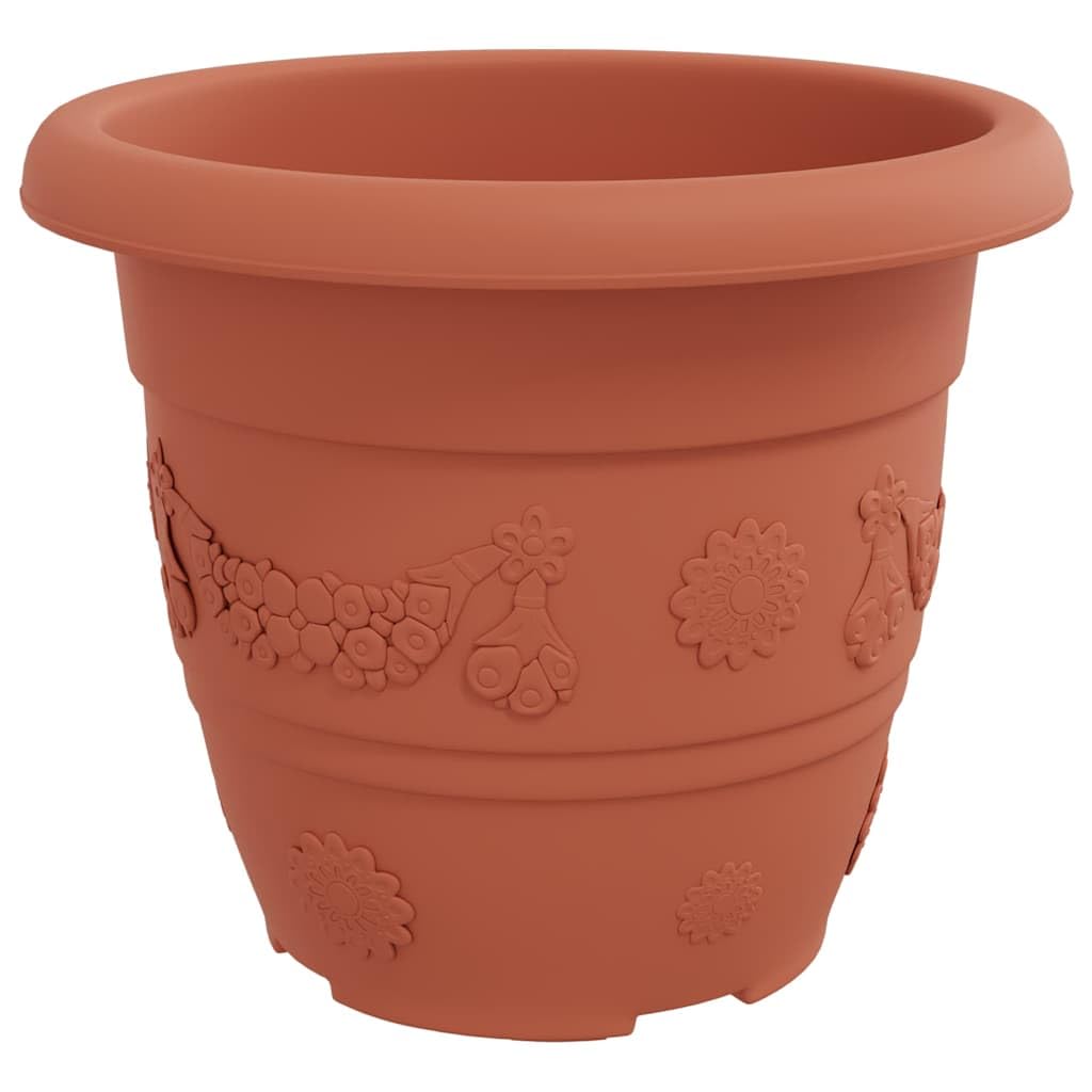Runder Blumentopf 24er Set Ziegelrot Ø 30 x 25 cm aus Kunststoff - Moderner Pflanztopf mit Entwässerungslöchern für Garten Balkon Terrasse und Innenbereich