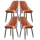 Modern Dining Chair,Kitchen Pu Leather Accent Chair Comfy Upholstered Side Chair with Metal Legs,Mid