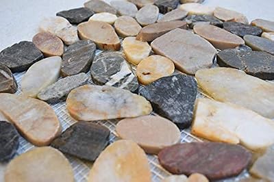 Pebble Floor Tiles Interlocking Pebble Stone (1-Sheet) for Kitchen, Bathroom, Deck and Patio Flooring | Indoor and Outdoor Use | Natural Yosemite Forest Stones Tile