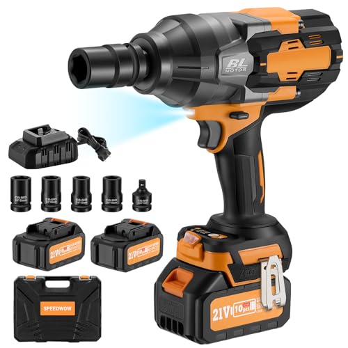 This Hill 3/4 inch Cordless Impact Wrench 1/2', 1328Ft-lbs(1800Nm),21V Brushless lmpact Driver Set,...